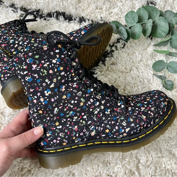 Dr. Martens Shoes - ❗️Sold❗️Dr. Martens • Page Courtney Floral Combat Boots Canvas Rubber Sole